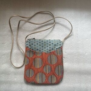Maruca Crossbody Bag Orange Blue Tapestry Polka Dot Small Handmade In Boulder CO